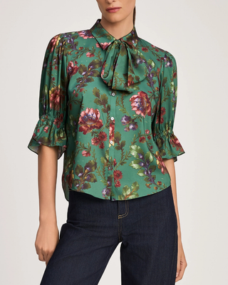 FRESCO FLORAL BOW FIONA TOP