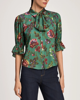 FRESCO FLORAL BOW FIONA TOP
