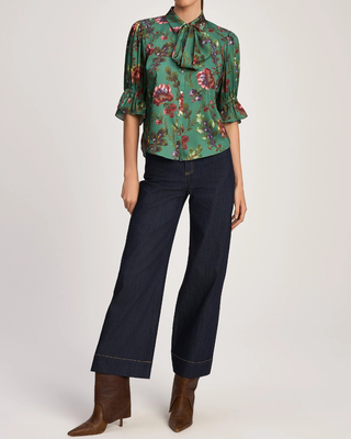 FRESCO FLORAL BOW FIONA TOP