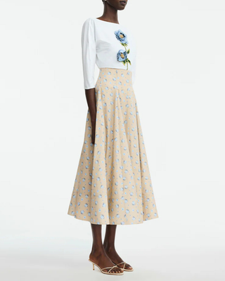PEONY EMBROIDERED COTTON POPLIN TOP