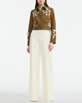 LEATHER FLORAL EMBROIDERED JACKET