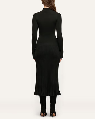 SOLAIRE FUNNEL NECK KNIT DRESS