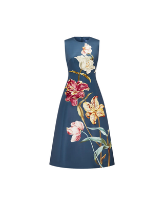 CLEO EMBROIDERED SLEEVELESS MIDI DRESS