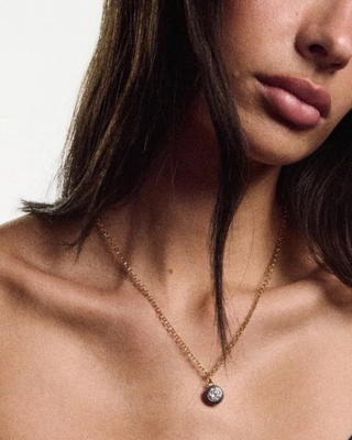 RHODIUM BEZEL CHARM NECKLACE
