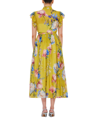 GRACE FLUTTER SLEEVE MIDI DRESS