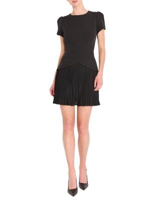 HADDY PLEATED SHORT SLEEVE MINI DRESS