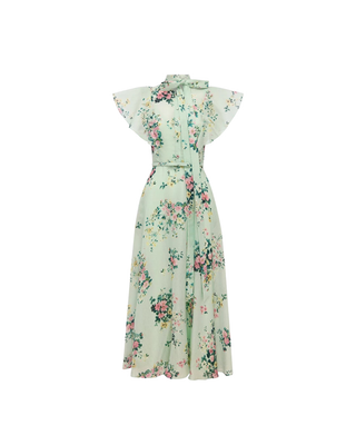 ELSIE FLUTTER SLEEVE MIDI DRESS
