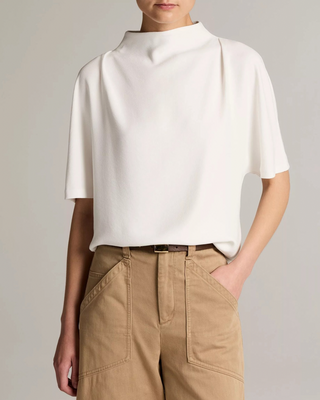 DRAPED FUNNEL NECK TOP