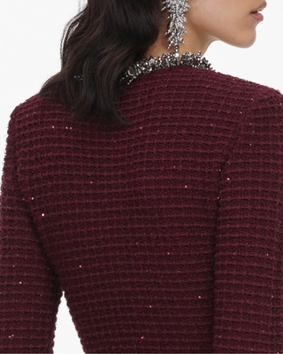 TEXTURED KNIT EMBELLISHED MINI DRESS