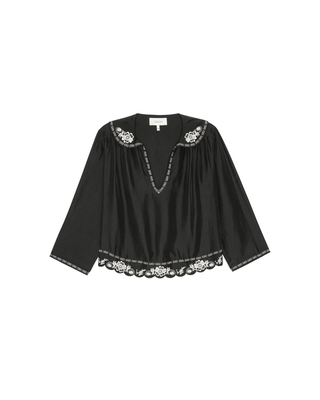 THE EMBROIDERED FLORAL PETERPAN COLLAR TOP