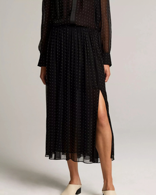 HEAT SET DOT CHIFFON GATHERED SKIRT