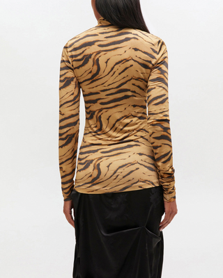 PRINTED SHINY JERSEY TURTLENECK