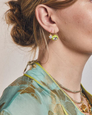 ENAMEL BEZEL DROP EARRINGS