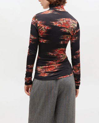 PRINTED SHINY JERSEY TURTLENECK