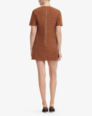 ALEXA APPLIQUE VEGAN SUEDE T-SHIRT MINI DRESS