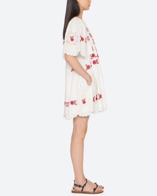 CATHARINA EMBROIDERED 3/4 SLV MINI DRESS