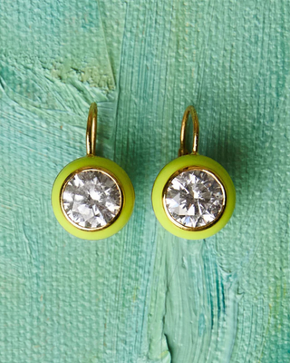 ENAMEL BEZEL DROP EARRINGS