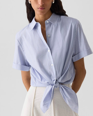TIE FRONT S/S BLOUSE