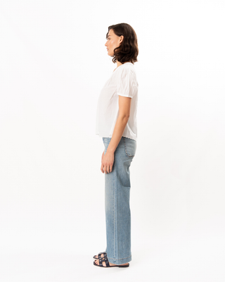 IZARO WHITE EMBROIDERED COTTON TOP