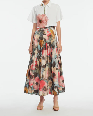 FLORAL PRINTED COTTON FULL SKIRT