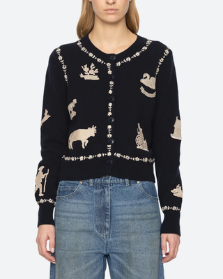 MARGEURITE LACE PATCH L/SLV CARDIGAN