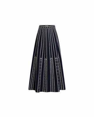 CAMILLE GREEK MASK EMBROIDERED MIDI SKIRT
