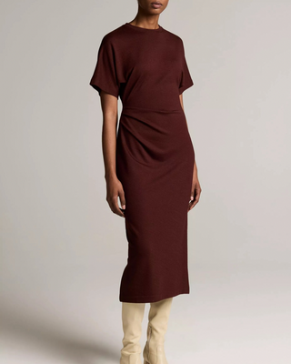 ROUCHED-SIDE KNIT DRESS