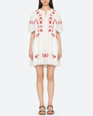 CATHARINA EMBROIDERED 3/4 SLV MINI DRESS FEBE Clothing CATHARINA EMBROIDERED 3/4 SLV MINI DRESS FEBE Clothing