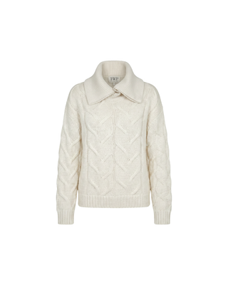 L/S CABLE COLLARED PULLOVER