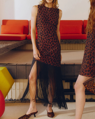 CASABLANCA CREPE FRINGE DRESS