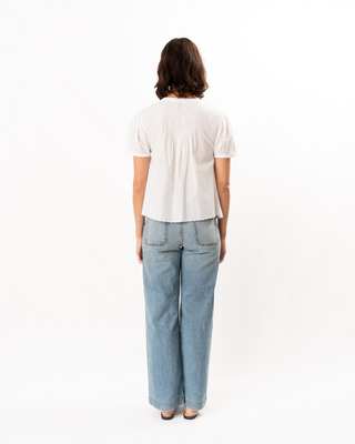 IZARO WHITE EMBROIDERED COTTON TOP