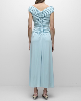 SHEYDA DRAPED JERSEY MIDI DRESS