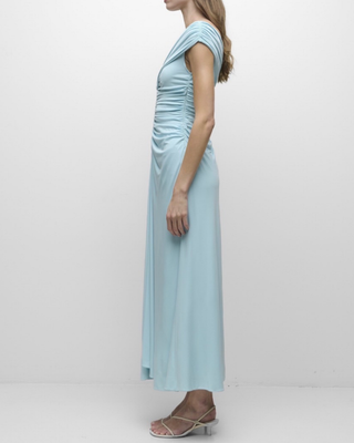 SHEYDA DRAPED JERSEY MIDI DRESS