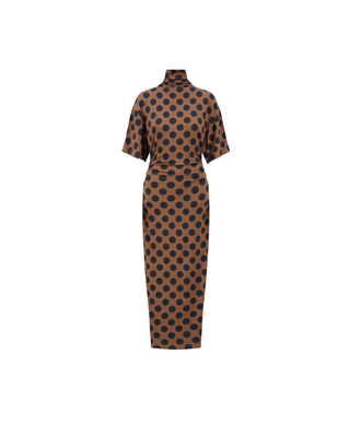 POLKA DOT JERSEY TURTLENECK DRESS