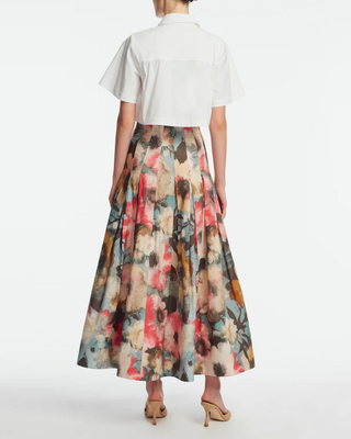 FLORAL PRINTED COTTON FULL SKIRT