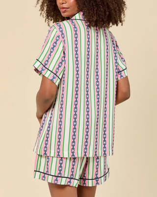 CHAIN STRIPE PAJAMA SHORTS SET