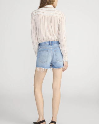 STRIPED SILK TIE BLOUSE