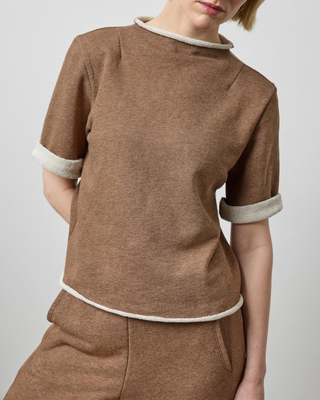 ROLL NECK SHORT SLEEVE SWEATSHIRT