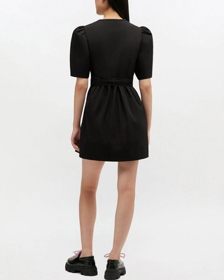 STRETCH COTTON MINI TIE STRAP DRESS