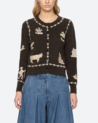 MARGEURITE LACE PATCH L/SLV CARDIGAN
