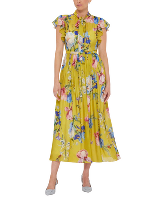 GRACE FLUTTER SLEEVE MIDI DRESS