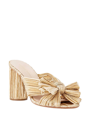 PENNY GOLD PLEATED BOW HEEL