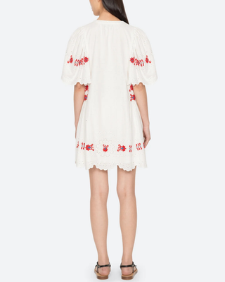 CATHARINA EMBROIDERED 3/4 SLV MINI DRESS
