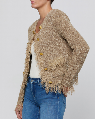 MIREILLE FRINGE TRIM CARDIGAN