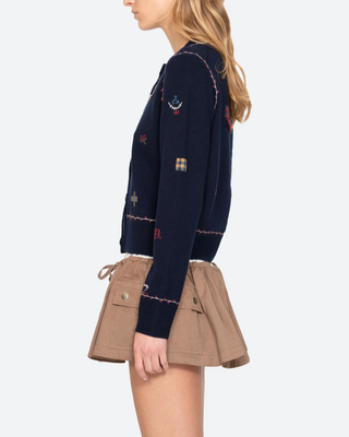 CLAIRA EMBROIDERED KNIT CARDIGAN