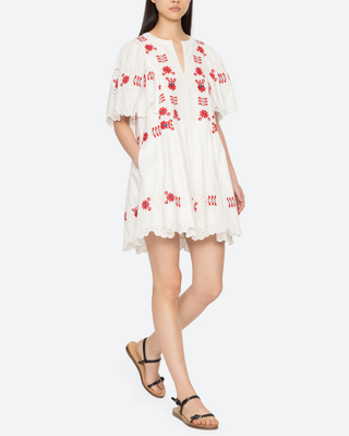 CATHARINA EMBROIDERED 3/4 SLV MINI DRESS