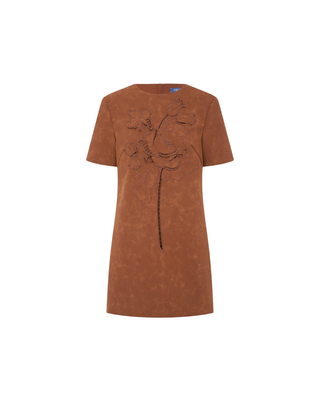 ALEXA APPLIQUE VEGAN SUEDE T-SHIRT MINI DRESS
