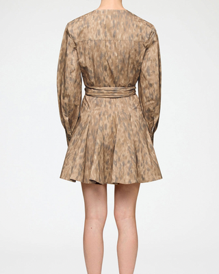 PRINTED STRETCH COTTON MINI SHIRT DRESS