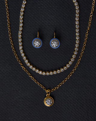 ENAMEL BEZEL DROP EARRINGS