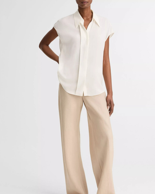 CAP SLV HIDDEN PLACKET BLOUSE
